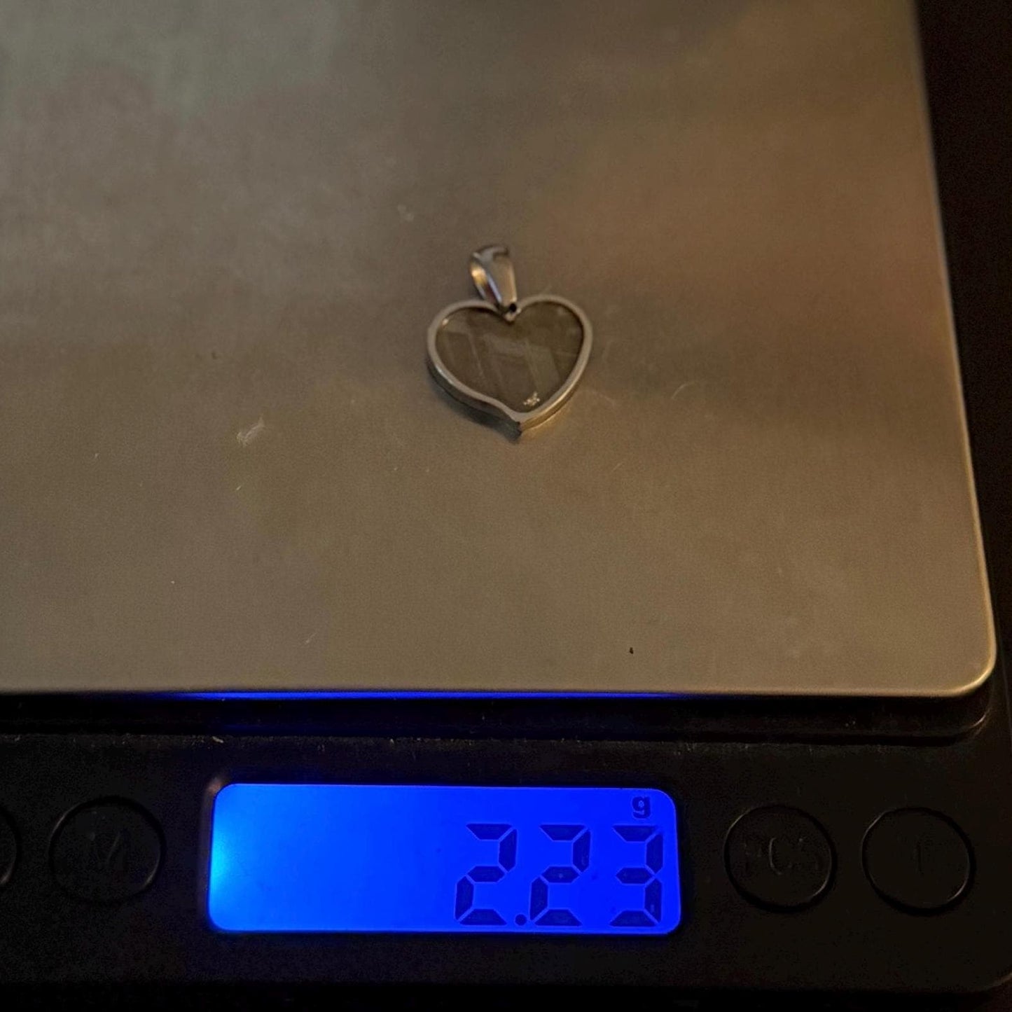 Muonionalusta Meteorite Sweetheart Pendant, Heart Shaped Pendant, Stainless Steel Pendant, Space Gift, Cosmic Pendant, 2.23 grams
