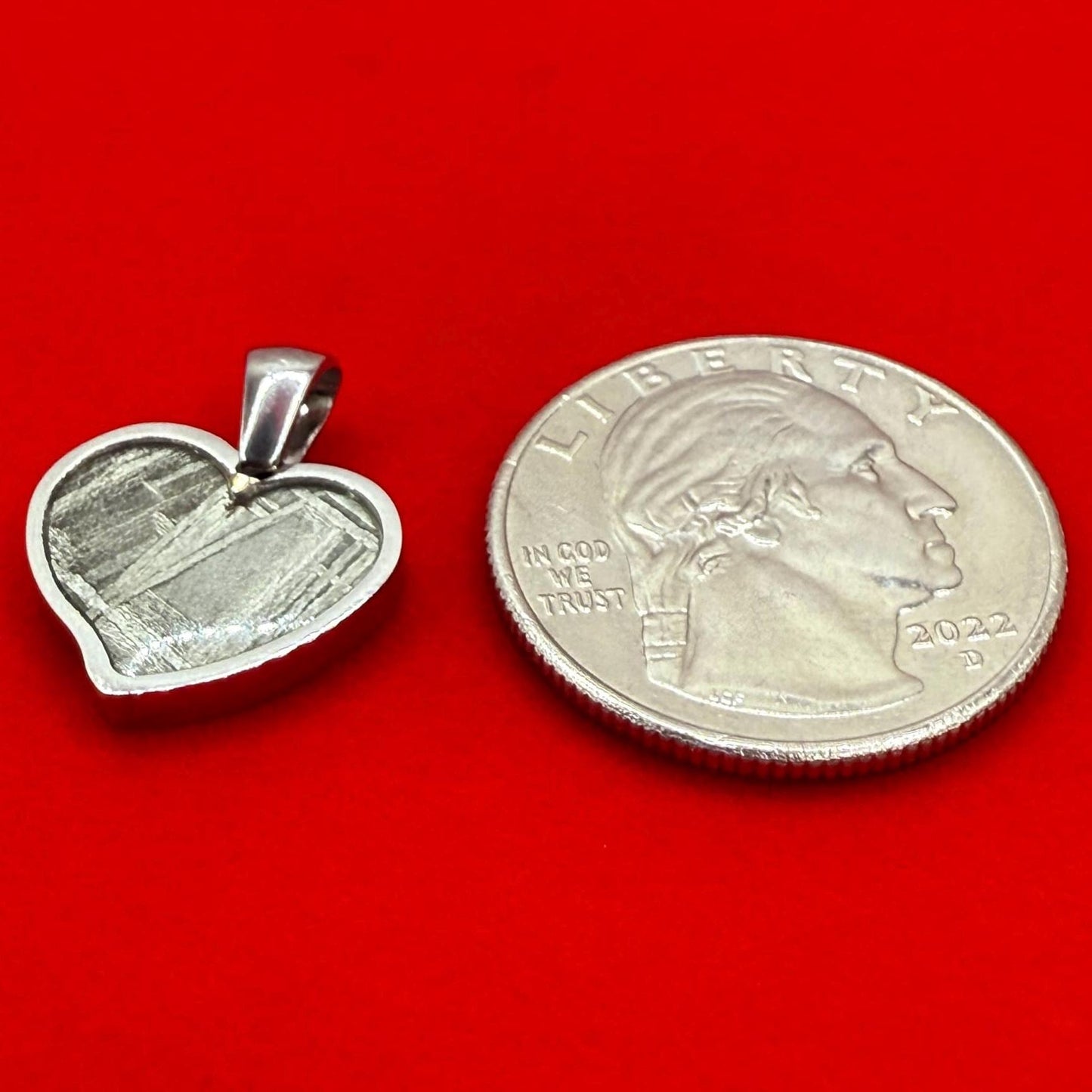 Muonionalusta Meteorite Sweetheart Pendant, Heart Shaped Pendant, Stainless Steel Pendant, Space Gift, Cosmic Pendant, 2.23 grams