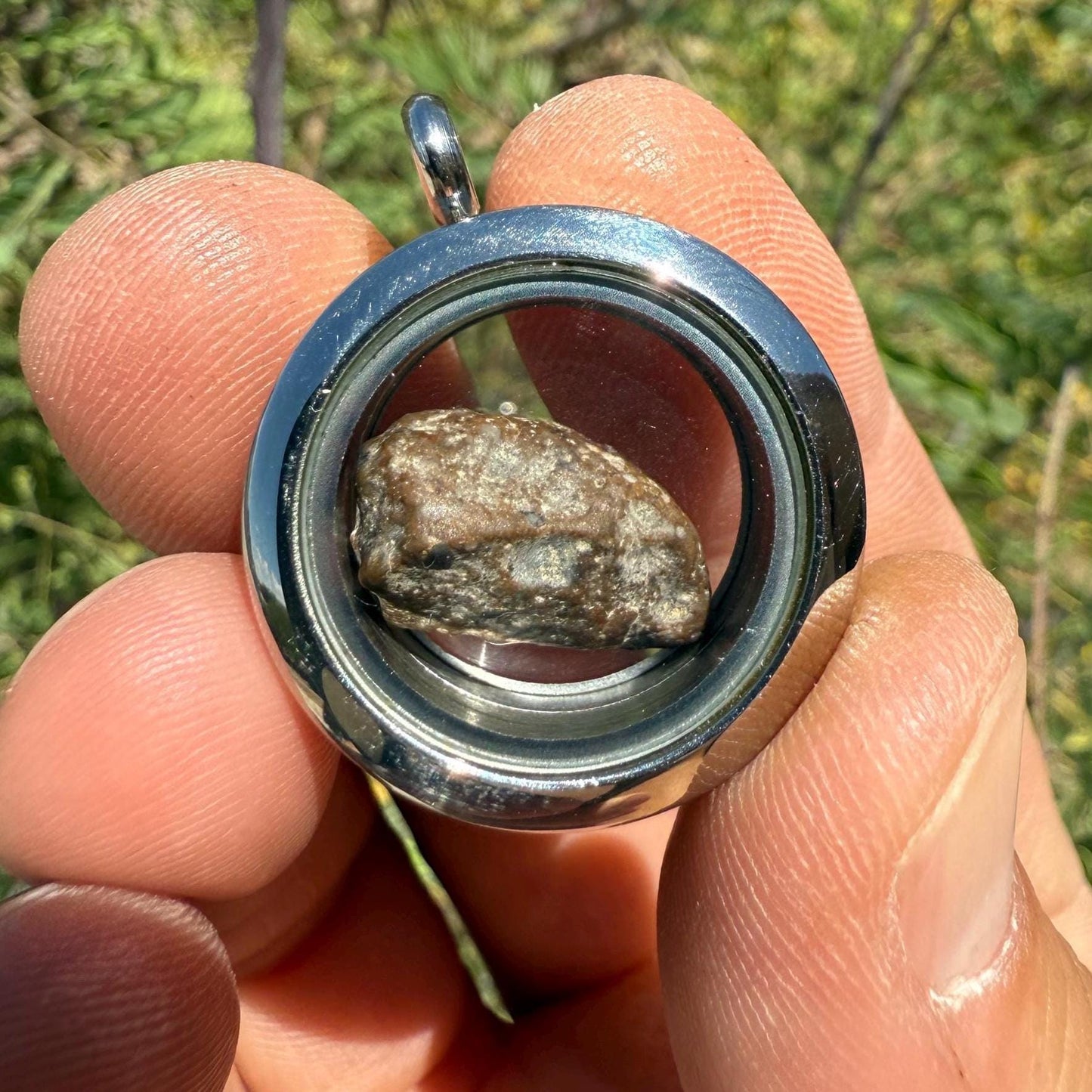 Moon|Lunar Meteorite Pendant, NWA 13974, Feldspathic Breccia, Moon Meteorite, Meteorite Collection, Lunar Feldspathic Breccia, 1.77 grams