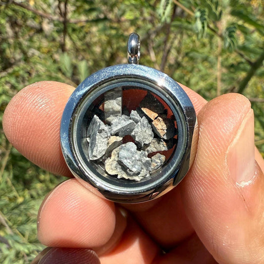 Lunar Meteorite in a Floating Locket, Gadamis 003 Lunar Meteorite, Lunar Meteorite, Moon Rocks, Handmade Locket, Astronomy Gift, Authentic