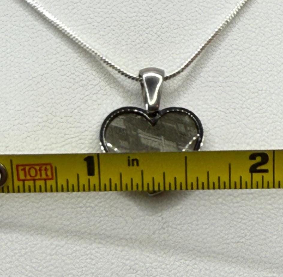 Muonionalusta Meteorite Sweetheart Pendant, Heart Shaped Pendant, Stainless Steel Pendant, Space Gift, Cosmic Pendant, 2.16 grams