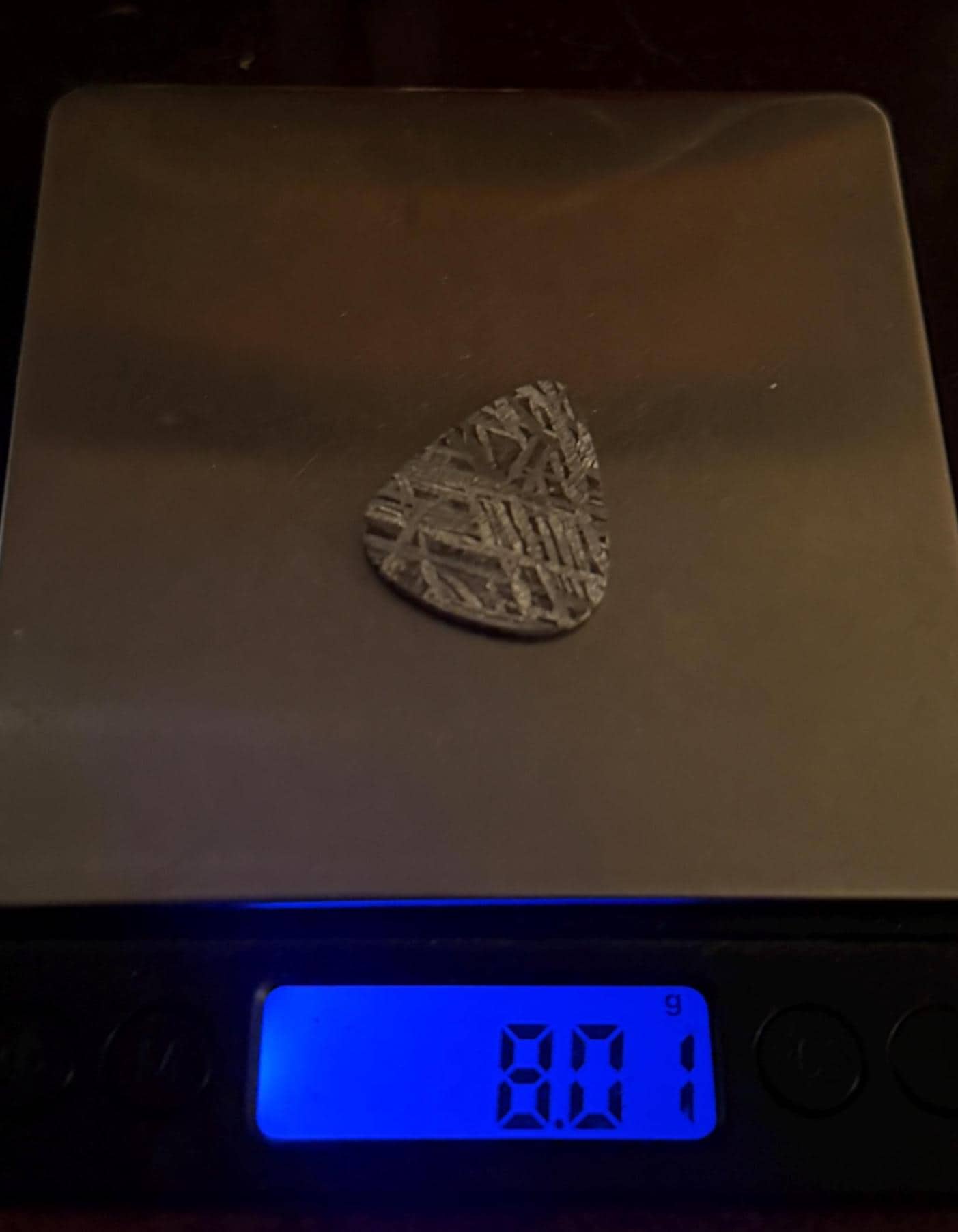 Aletai Meteorite Guitar Pick, Etched & Polished, 8.01g, Authentic Iron Meteorite, Truly Out of This World, Unique Music Gift, Astronomy Gift