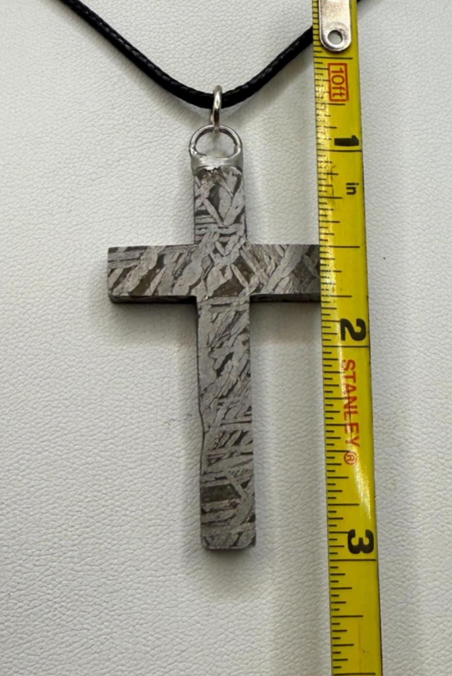 Aletai Meteorite Cross Pendant: Widmanstätten Pattern, Cosmic Jewelry, 17.72g