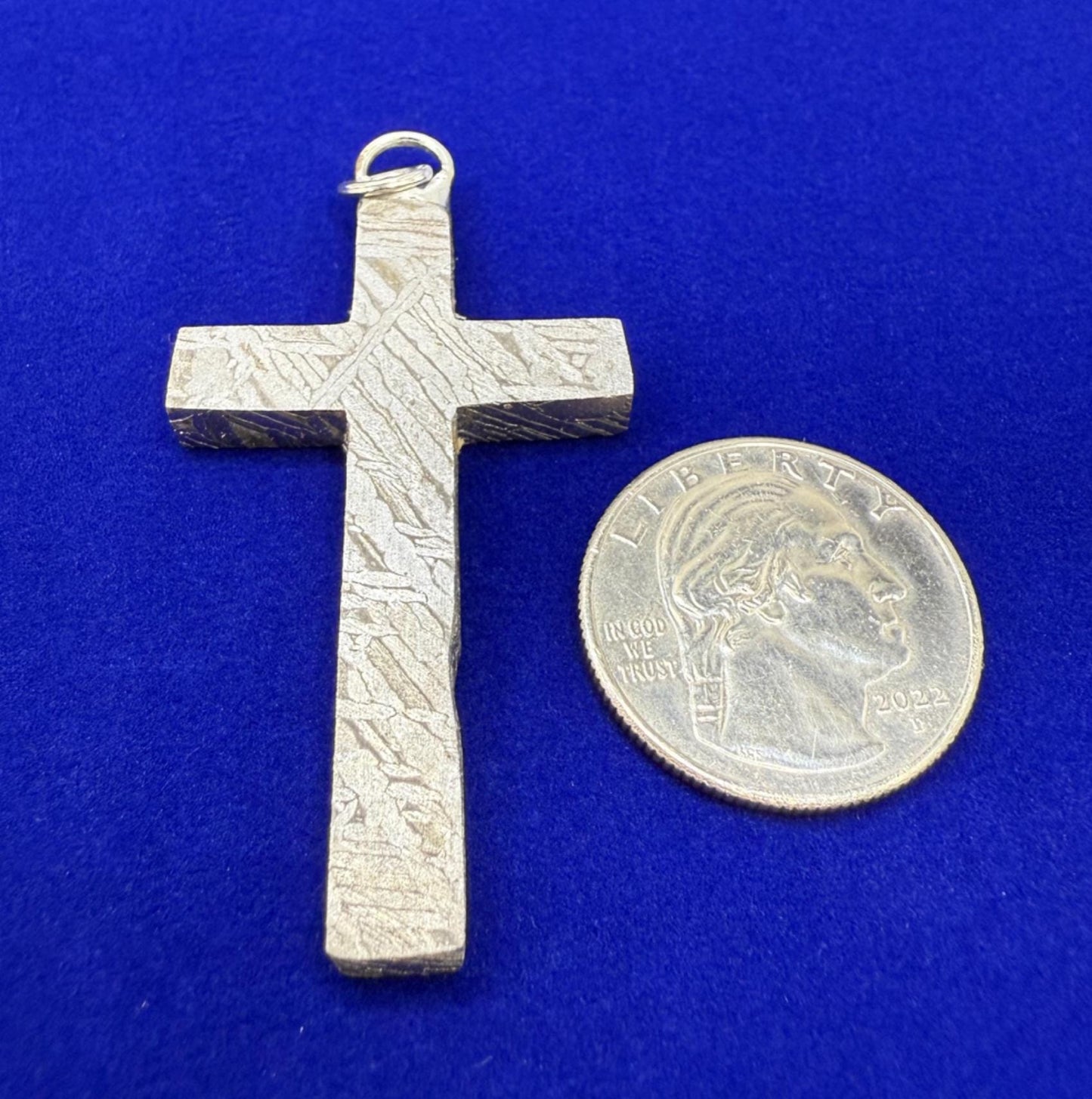 Handmade Aletai Meteorite Cross Pendant, Cosmic Cross, Cosmic Jewelry, 17.72g, Widmanstätten Pattern, Rare Iron Meteorite Jewelry