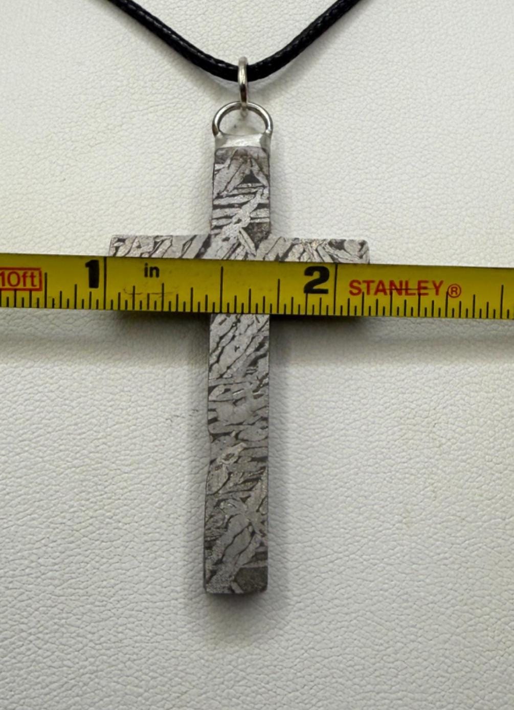 Handmade Aletai Meteorite Cross Pendant, Cosmic Cross, Cosmic Jewelry, 17.72g, Widmanstätten Pattern, Rare Iron Meteorite Jewelry