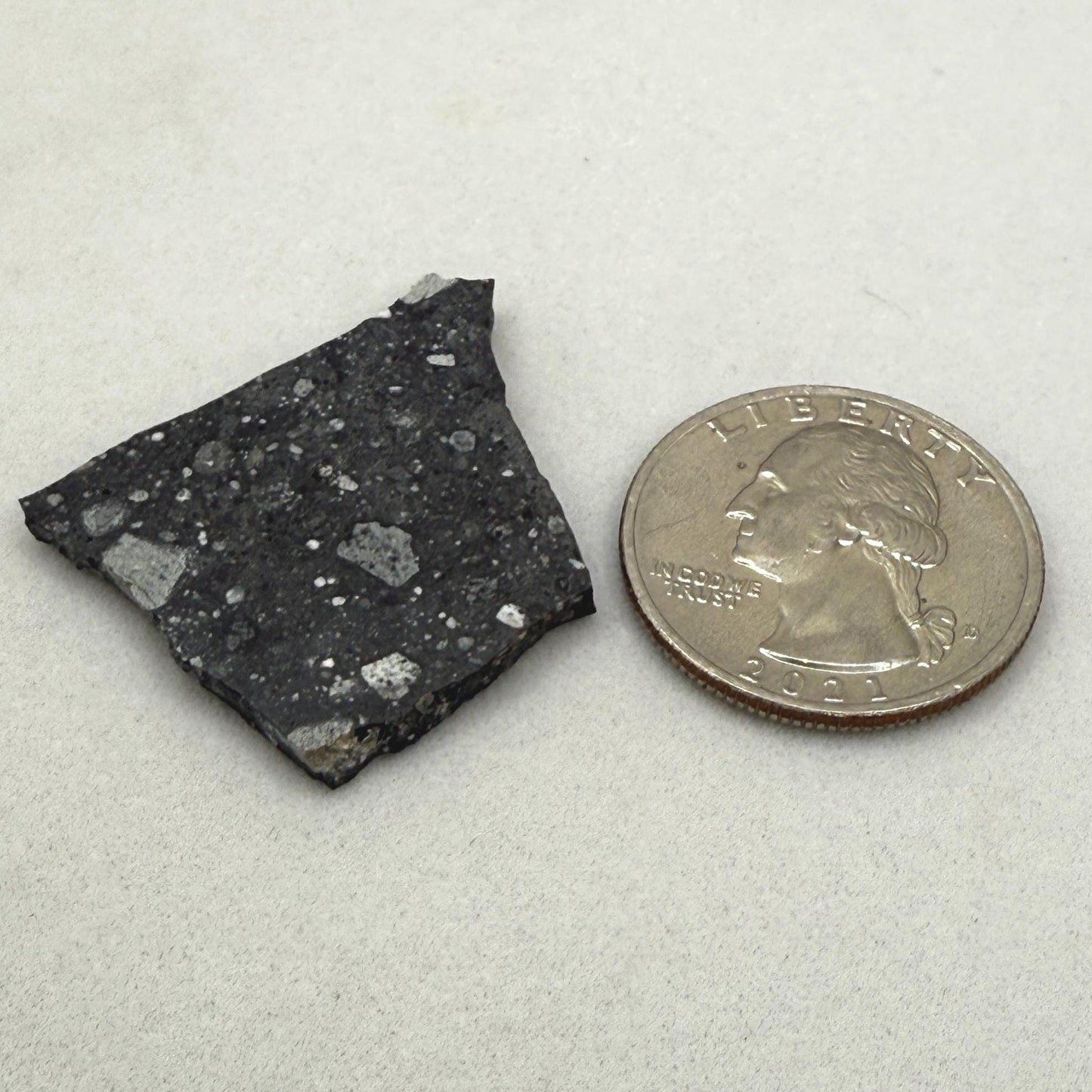 NWA 17679 Lunar Meteorite Slice, Rare Feldspathic Breccia Lunar, Mauritania, Africa, Moon Rock, Astronomy Gift, 3.91 grams