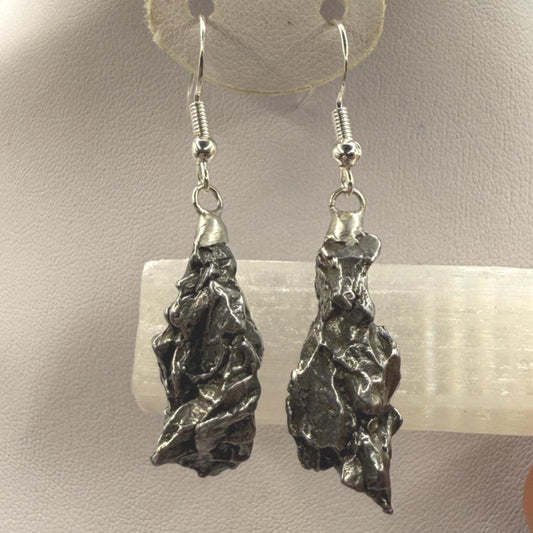 Aletai Meteorite Earings, Meteorite Earings, Fishhook, Handmade Earings, Space Jewelry, Dangle Earrings, Handmade Earrings, 15.96 grams