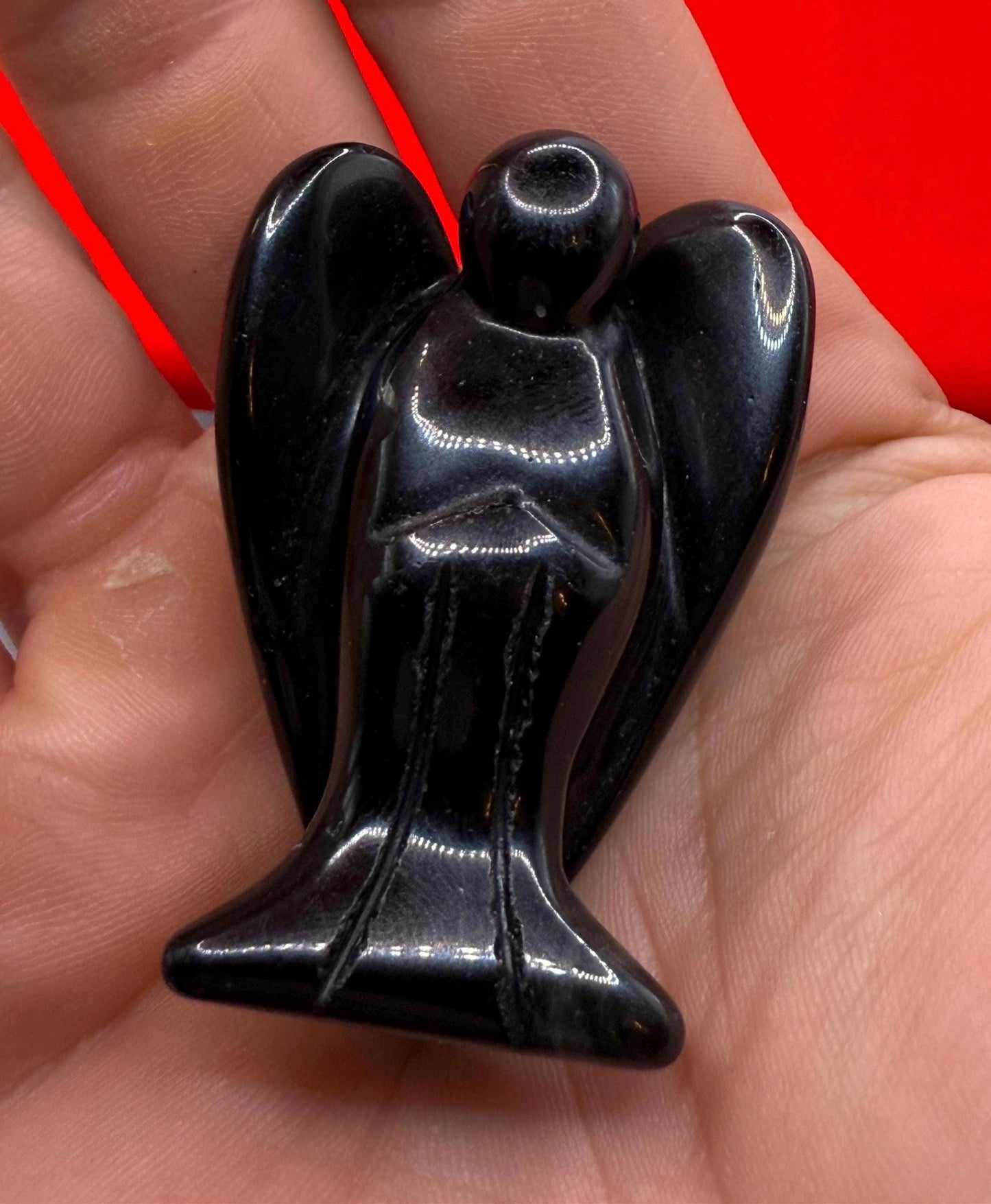 Obsidian Angel, Pocket Stone, Protection Stone, Guardian Angel, Black Angel Figurine, Angel Statue, 35.44 grams