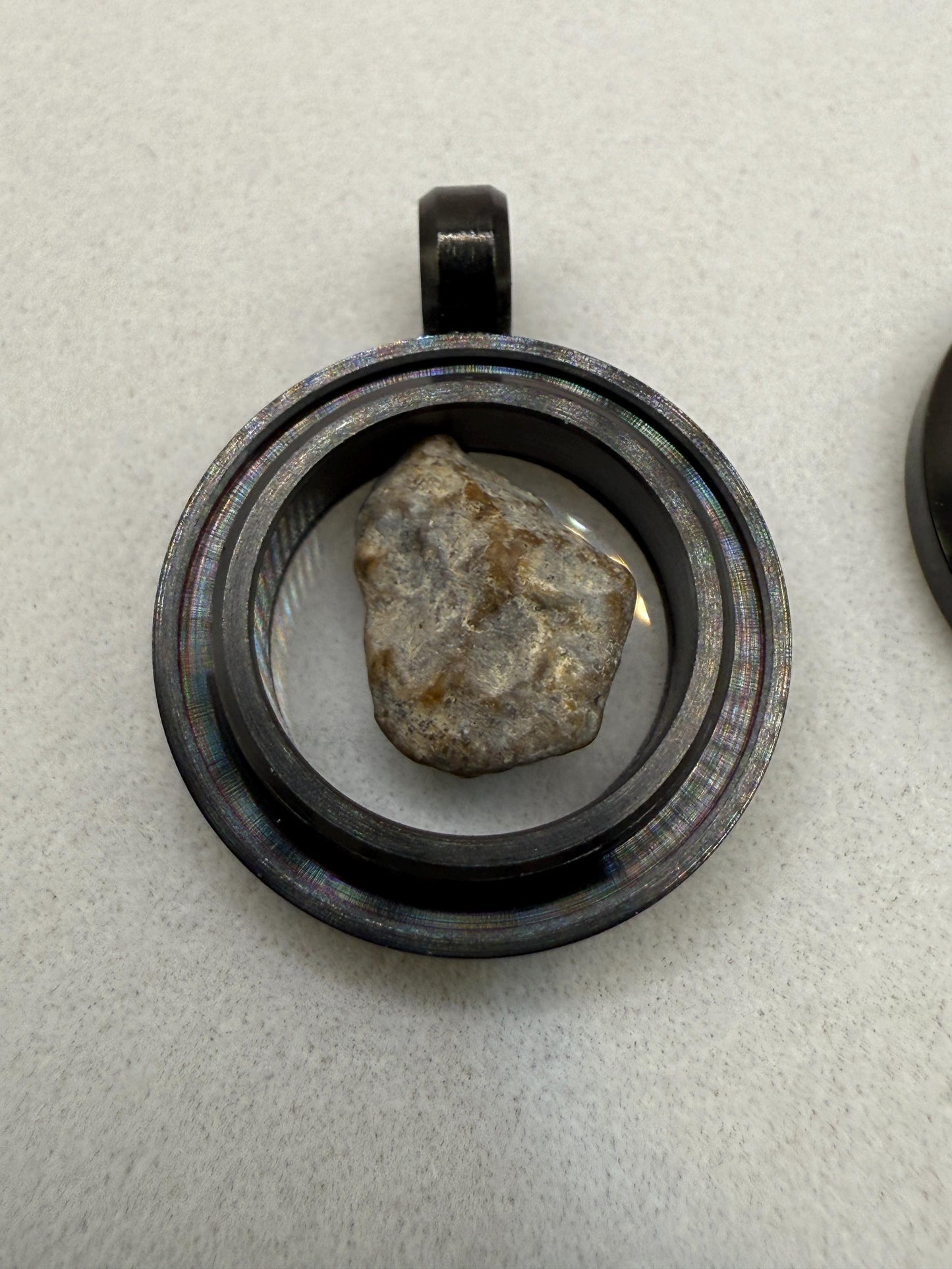 Moon|Lunar Meteorite Pendant, NWA 13974, Feldspathic Breccia, Moon Meteorite, Meteorite Collection, Lunar Feldspathic Breccia, 0.42 grams