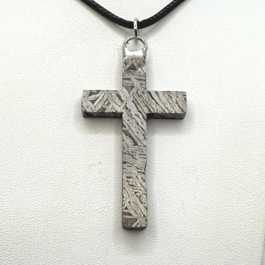 Handmade Aletai Meteorite Cross Pendant, Cosmic Cross, Cosmic Jewelry, 17.72g, Widmanstätten Pattern, Rare Iron Meteorite Jewelry