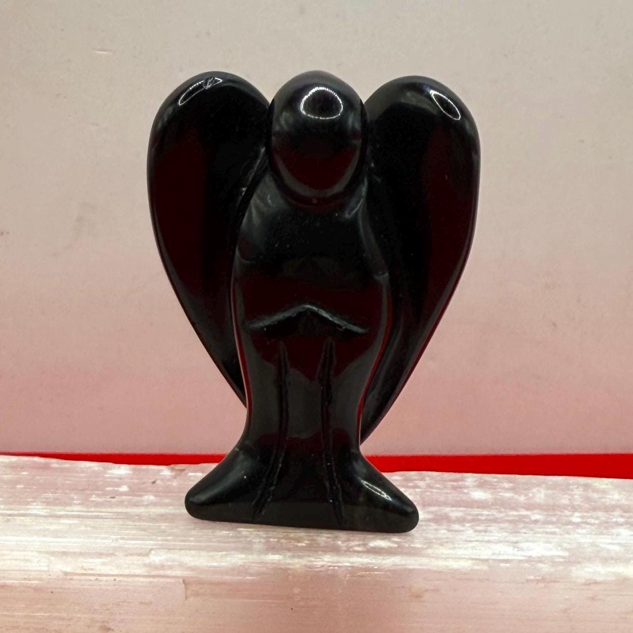 Obsidian Angel, Pocket Stone, Protection Stone, Guardian Angel, Black Angel Figurine, Angel Statue, 35.44 grams
