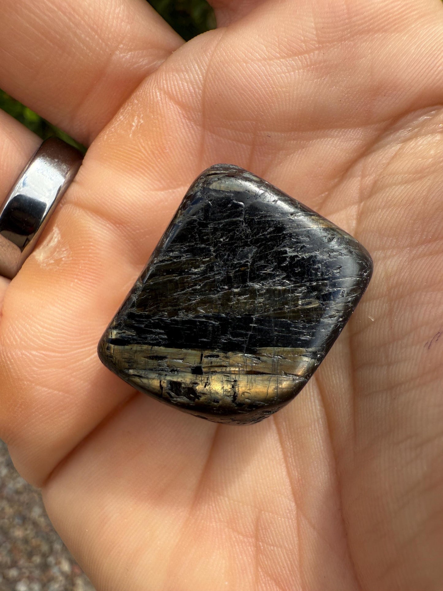Greenland Nuummite Stone: Ancient Reiki Grounding Crystal, 19.06 grams