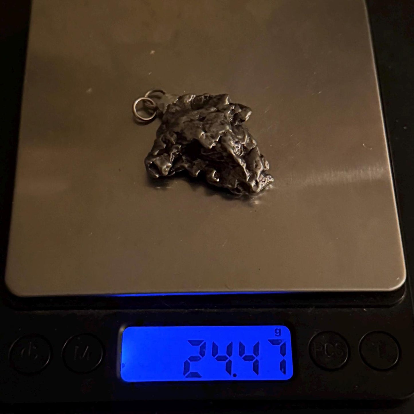 Campo del Cielo Meteorite Pendant: Authentic Iron Meteorite Jewelry, Space Gift, 24.47 grams