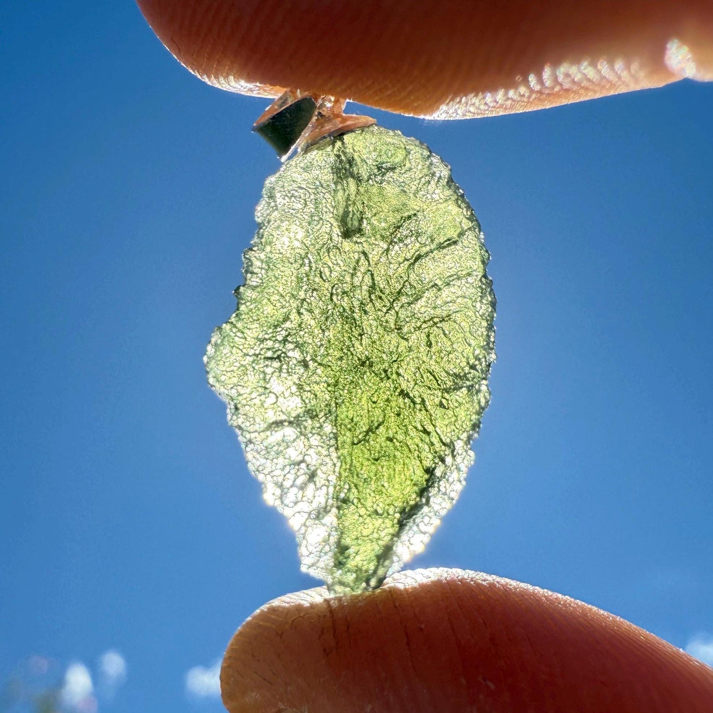 Authentic Moldavite Tektite Pendant: Czech Republic, Reiki Energy, 2.3g/11.5ct