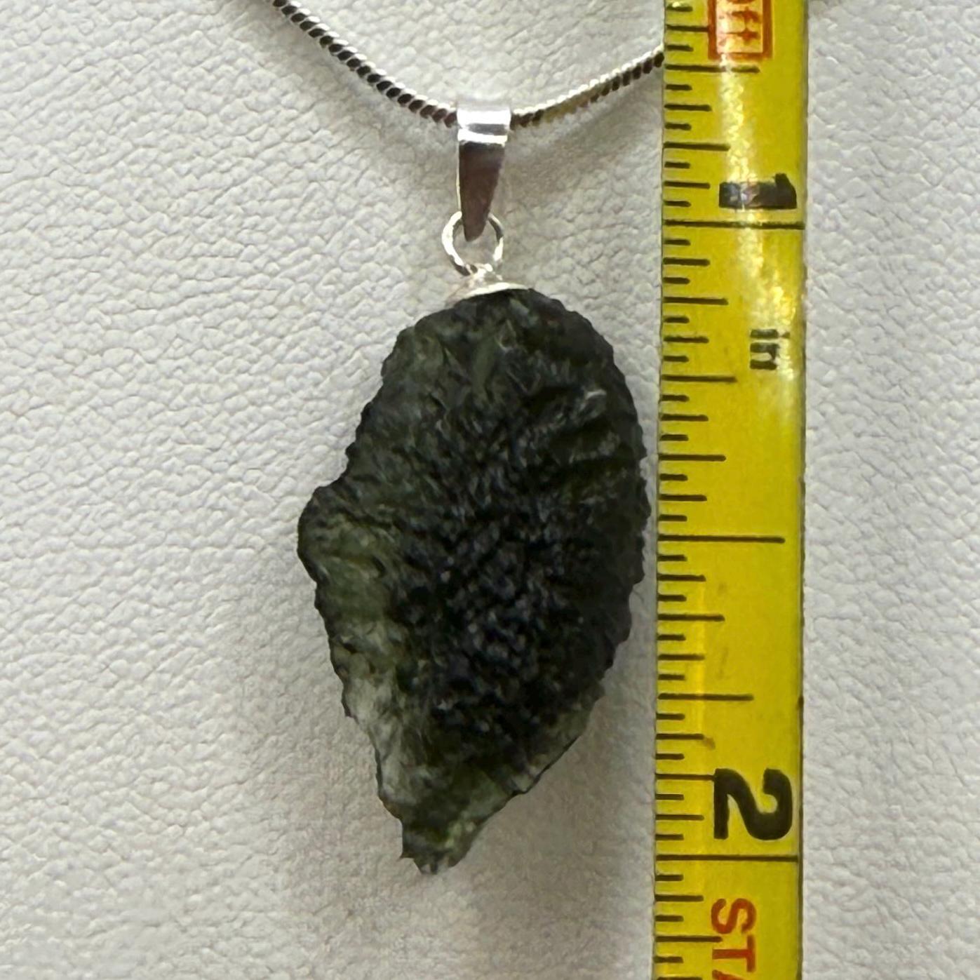 Authentic Moldavite Tektite Pendant: Czech Republic, Reiki Energy, 2.3g/11.5ct