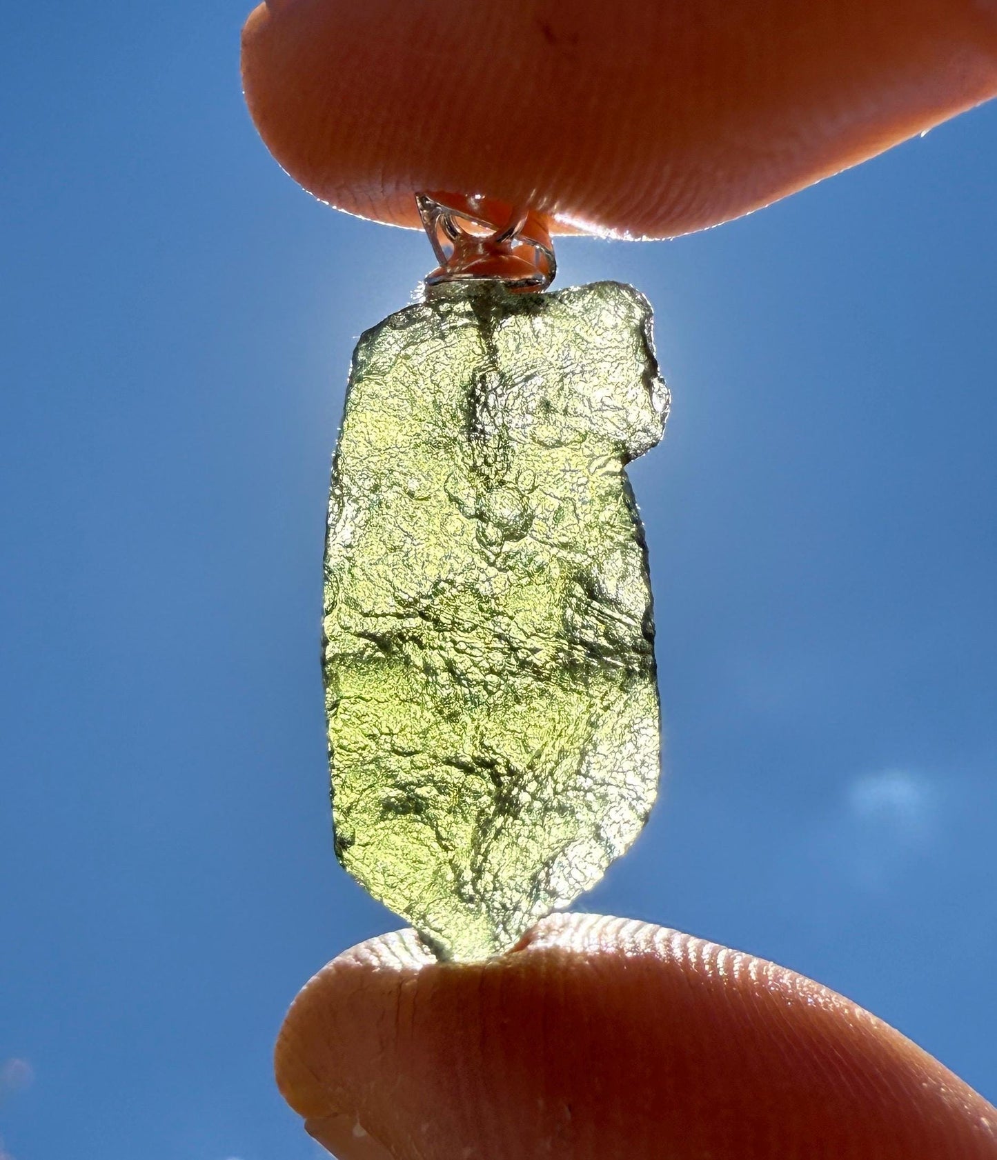 Authentic Moldavite Tektite Pendant: Czech Republic, Reiki Energy, 2.5g/12.5ct