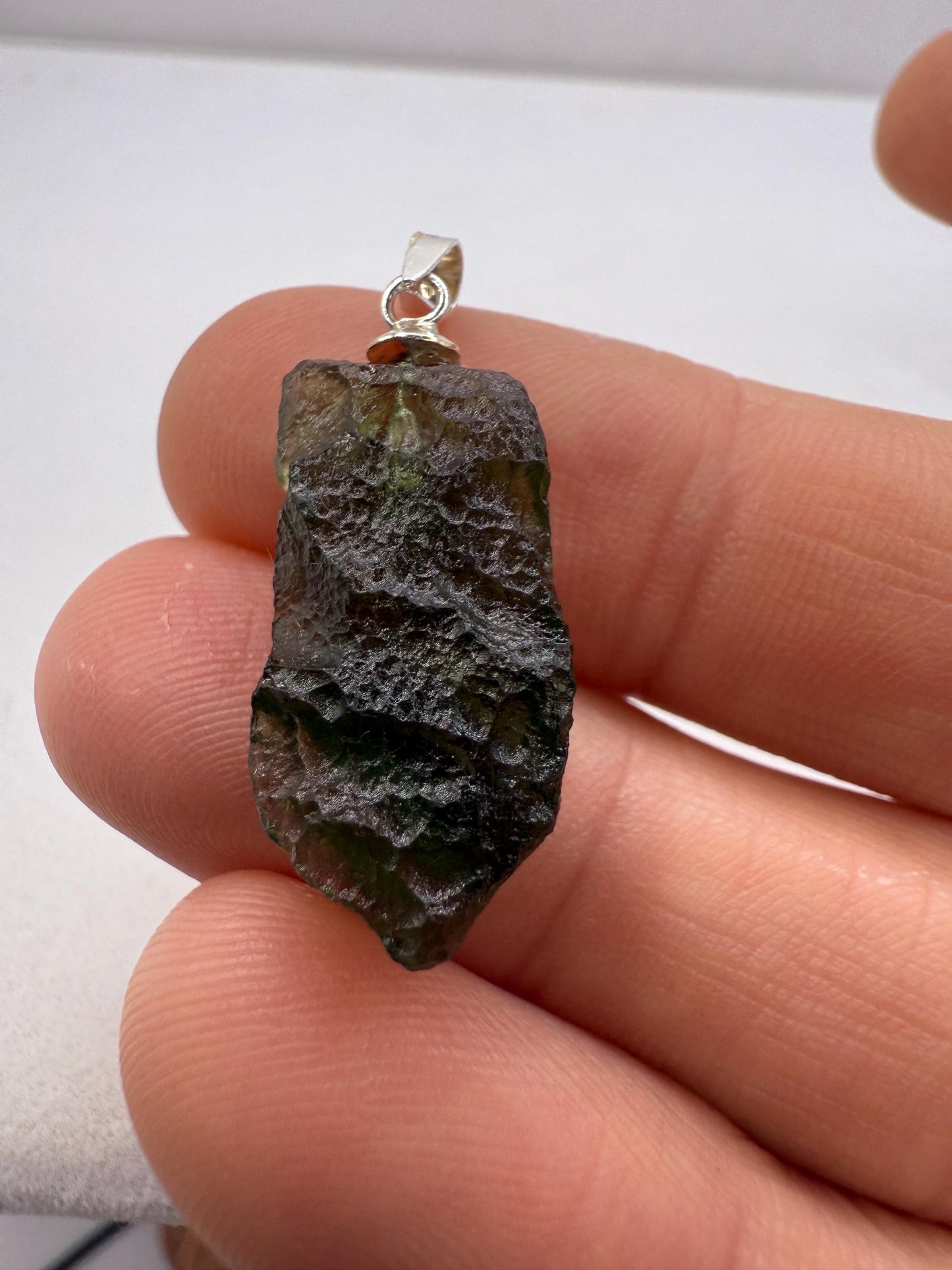 Authentic Moldavite Tektite Pendant: Czech Republic, Reiki Energy, 2.5g/12.5ct