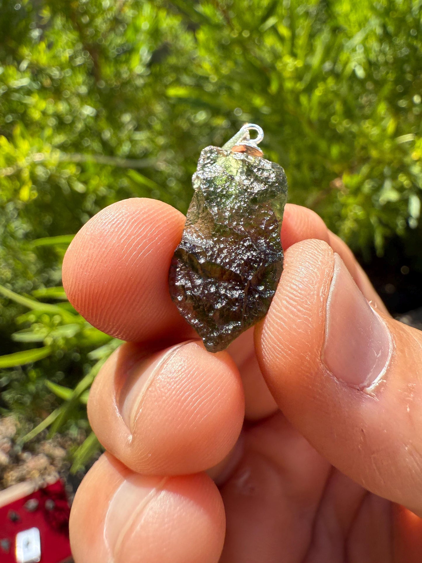 Authentic Moldavite Tektite Pendant: Czech Republic, Reiki Energy, 2.5g/12.5ct