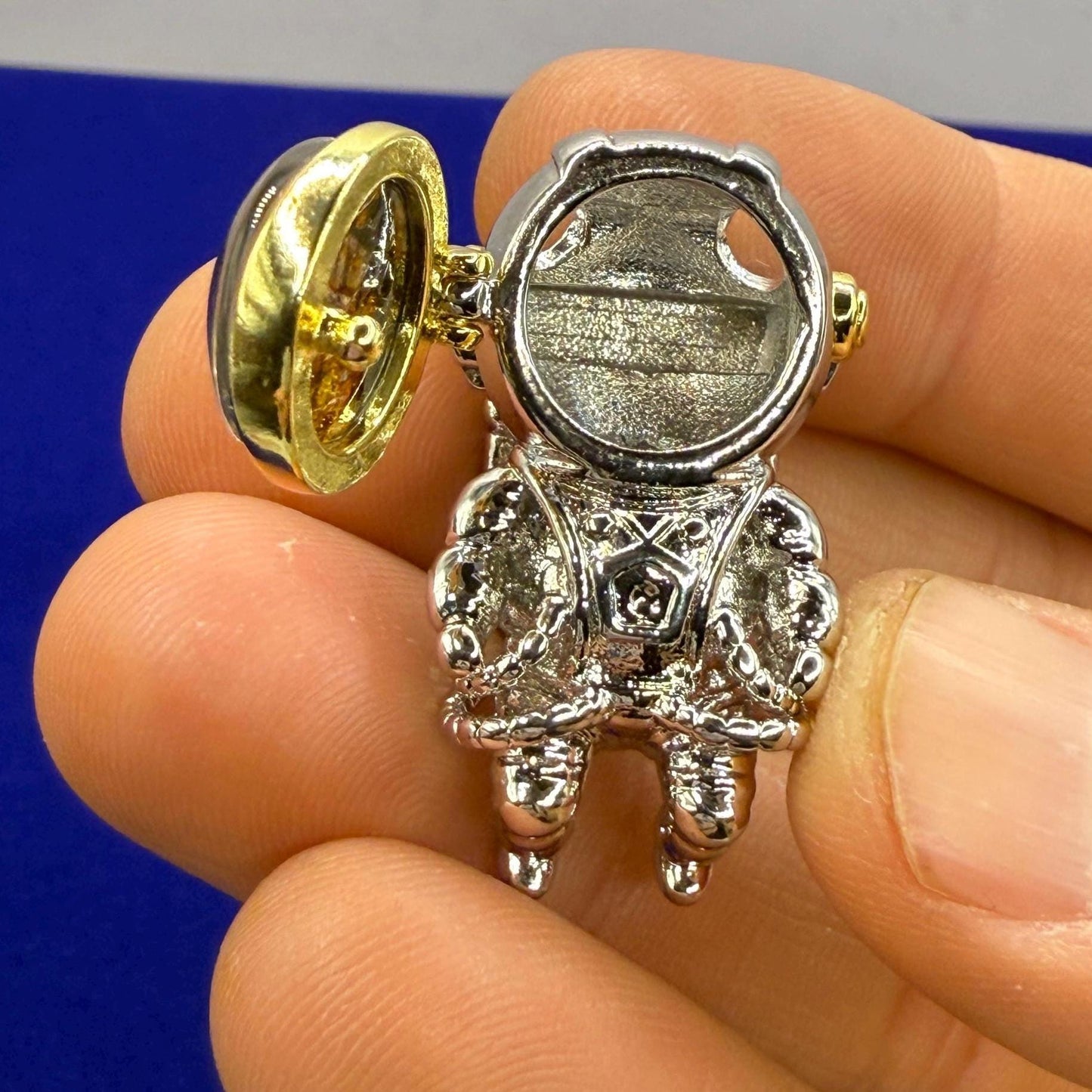 Spaceman Pendant with Sericho Pallasite Meteorite: Stainless Steel, Unique Space Jewelry