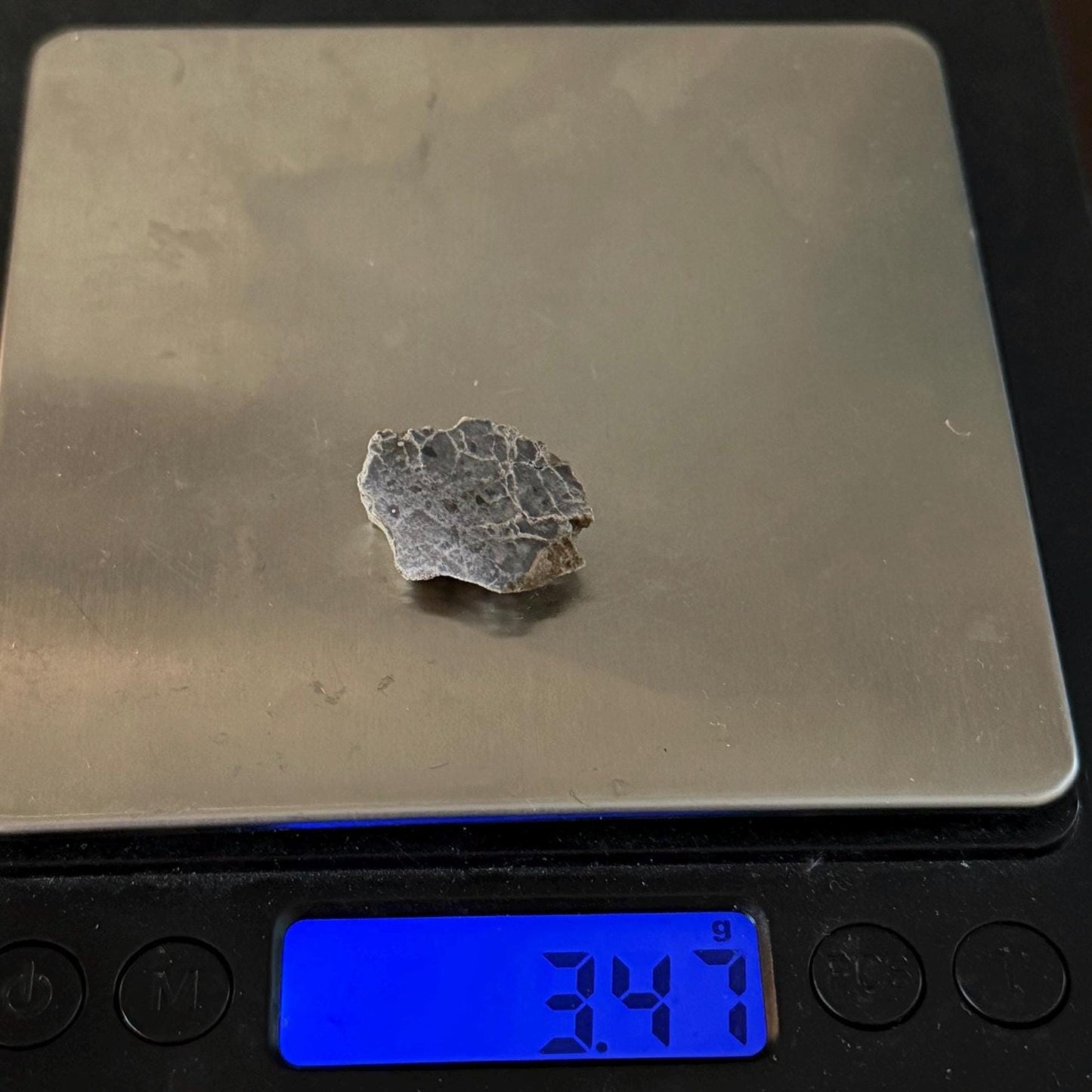 Polished NWA 15373 Lunar Meteorite Slice: 3.47 gram Feldspathic Breccia