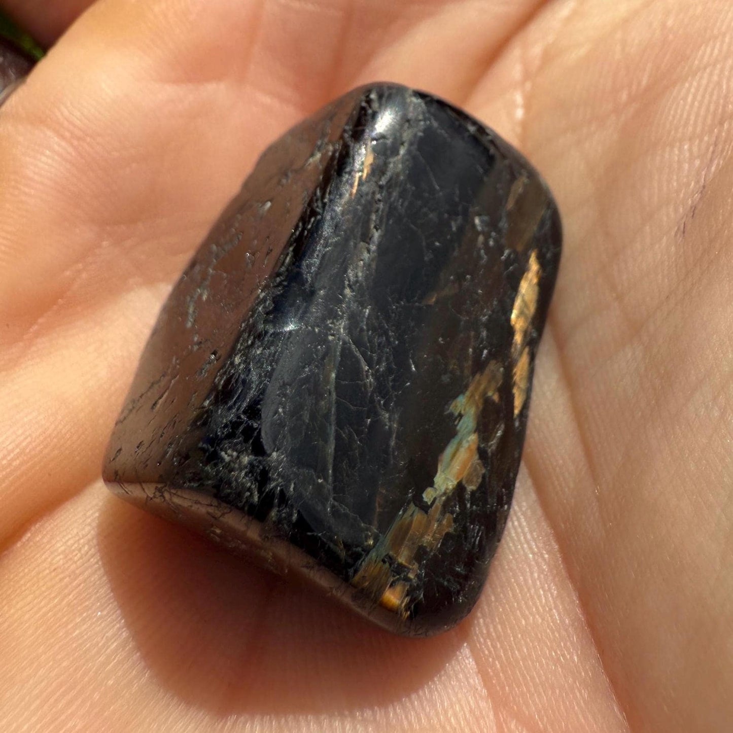 Greenland Nuummite Stone: Ancient Reiki Grounding Crystal, 17.55 grams