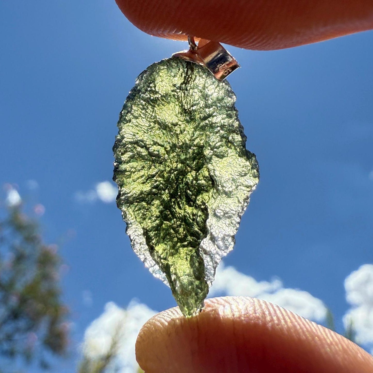 Authentic Moldavite Tektite Pendant: Czech Republic, Reiki Energy, 2.3g/11.5ct