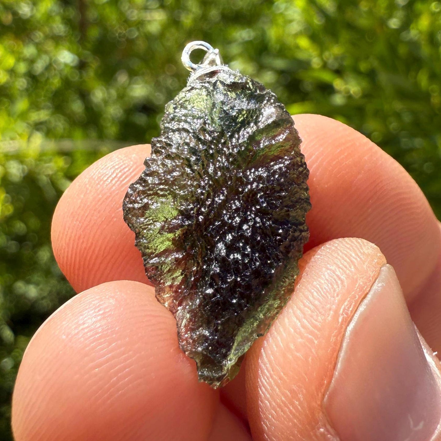 Authentic Moldavite Tektite Pendant: Czech Republic, Reiki Energy, 2.3g/11.5ct