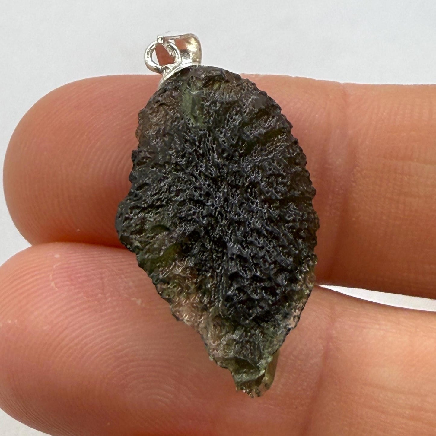 Authentic Moldavite Tektite Pendant: Czech Republic, Reiki Energy, 2.3g/11.5ct