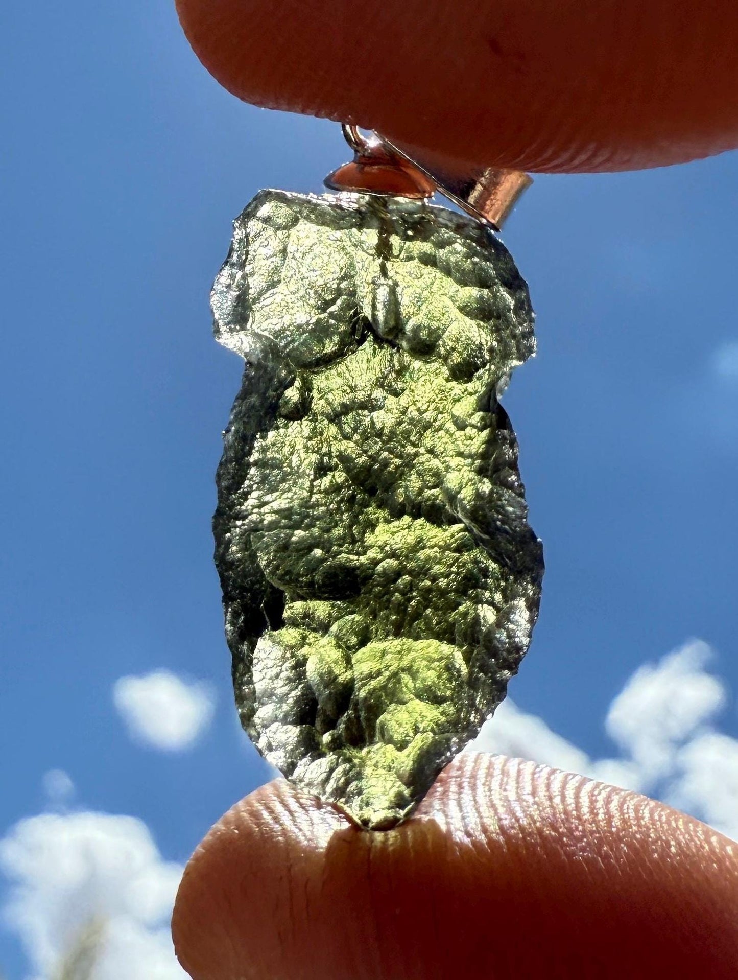 Authentic Moldavite Tektite Pendant: Czech Republic, Reiki Energy, 2.5g/12.5ct