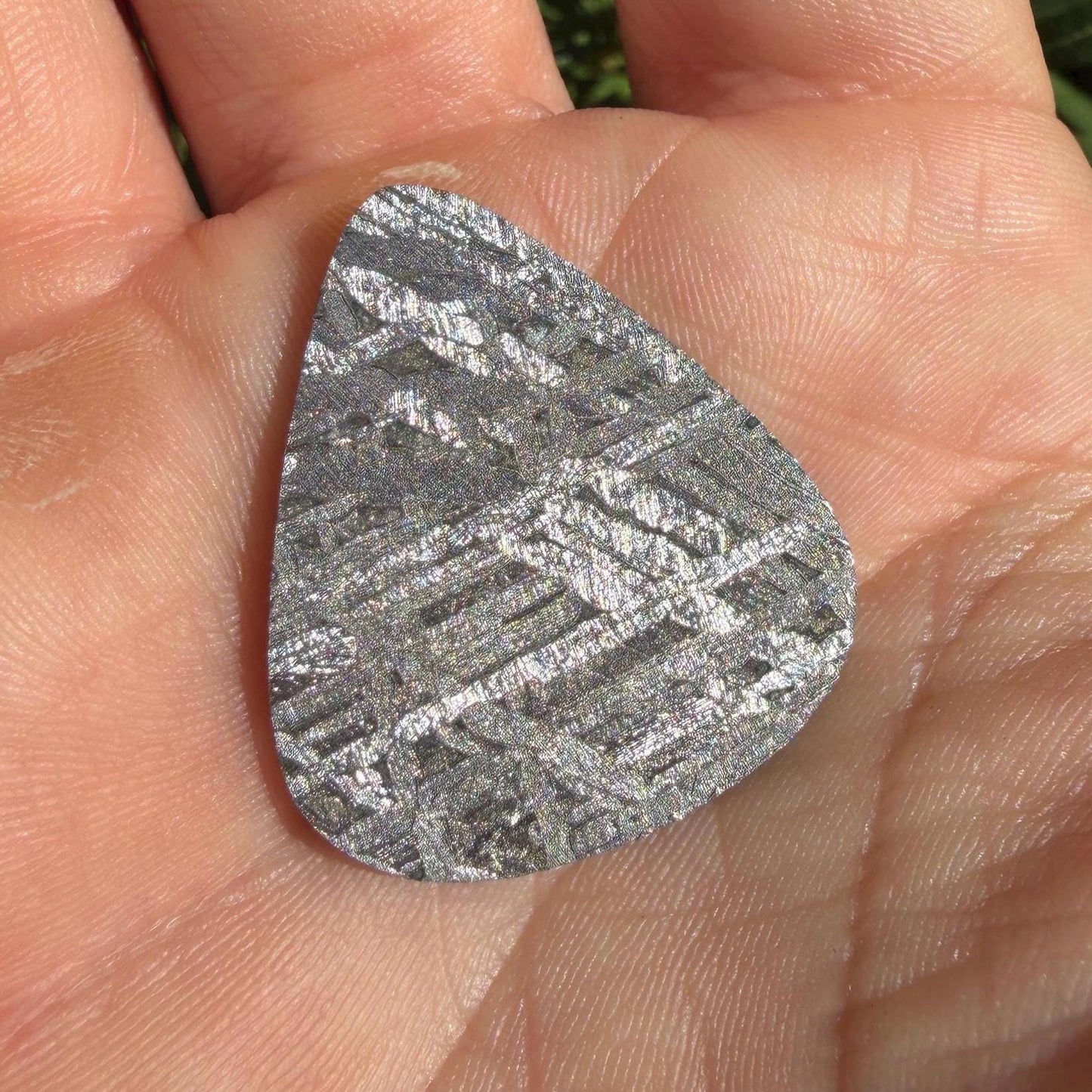 Aletai Meteorite Guitar Pick: Etched Iron, Unique Astronomy Gift, 8.08 grams