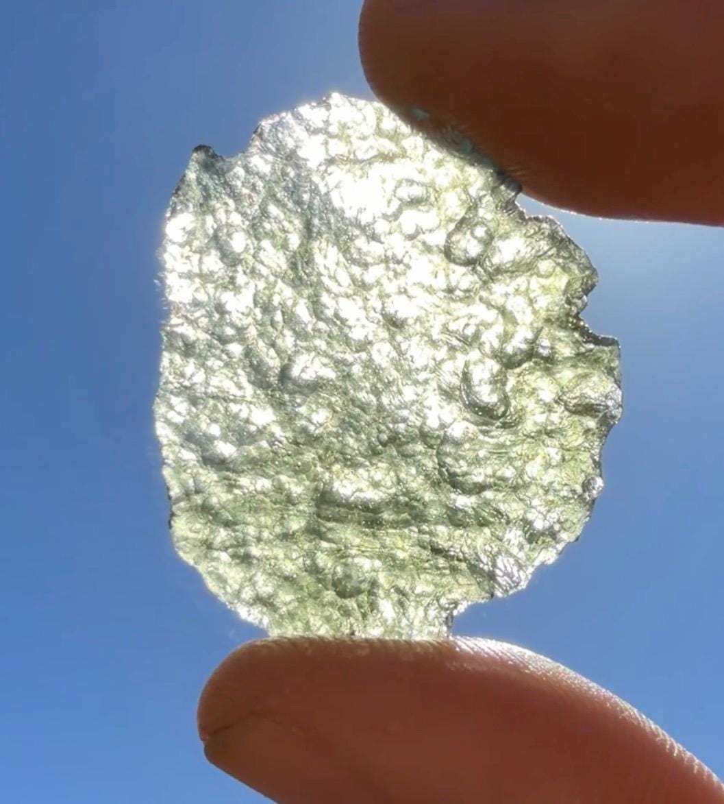 Moldavite Tektite Specimen: Authentic Crystal, 3.96g/19.8ct