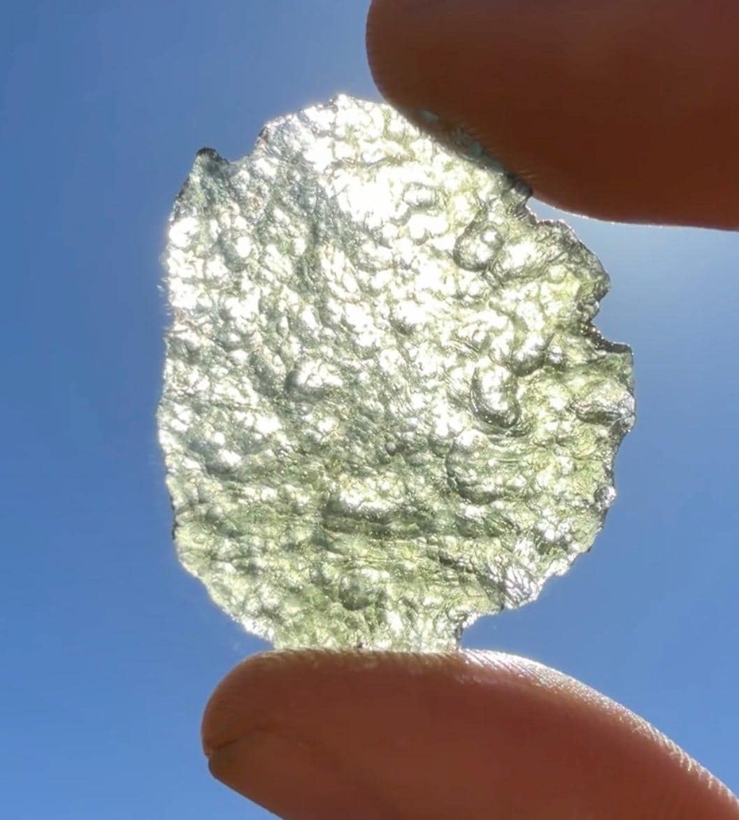 Moldavite Tektite Specimen: Authentic Crystal, 3.96g/19.8ct