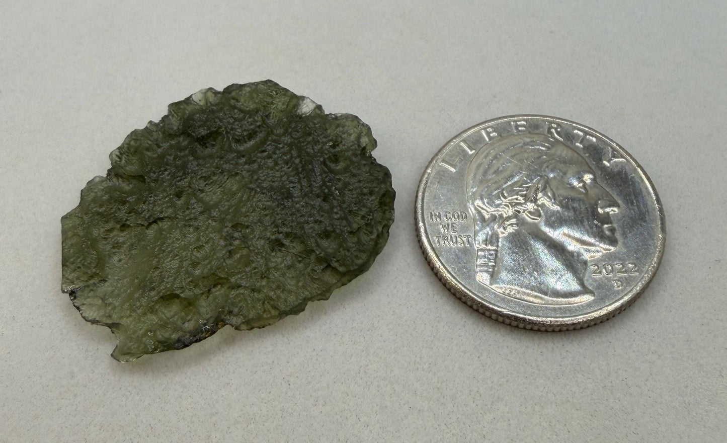 Moldavite Tektite Specimen: Authentic Crystal, 3.96g/19.8ct