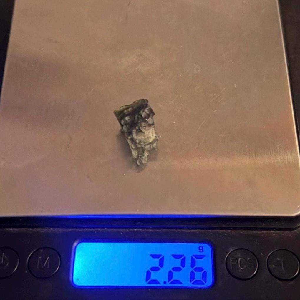 Authentic Moldavite Tektite Specimen, Czech Republic Origin, 2.26 grams