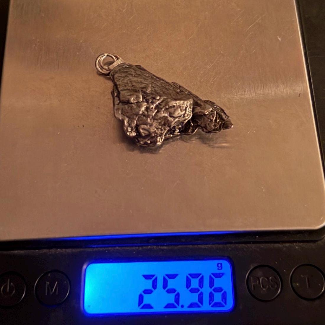 Campo del Cielo Meteorite Pendant: Authentic Iron Meteorite Jewelry, Space Gift, 25.96 grams