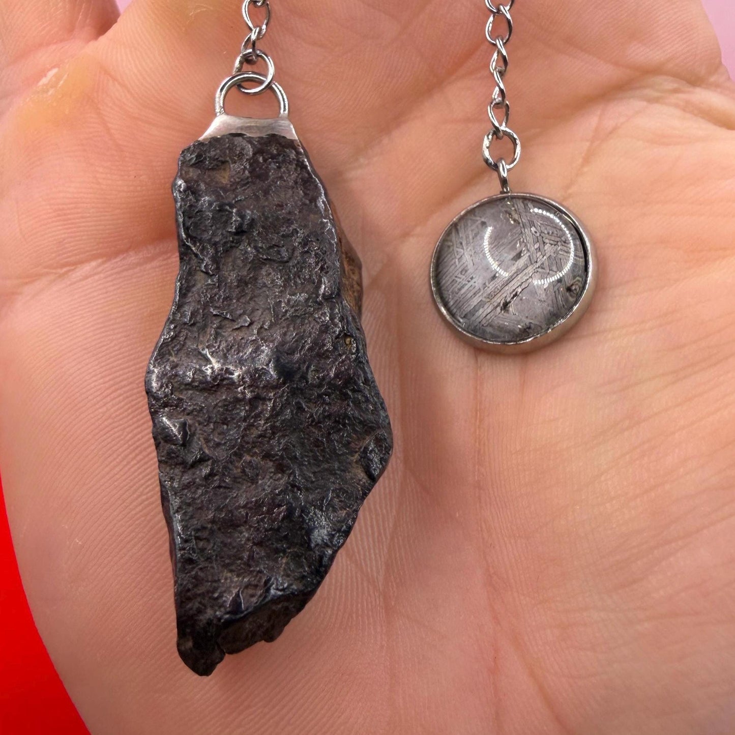 Canyon Diablo Meteorite Pendulum with Etched Meteorite Grip – 30.35g