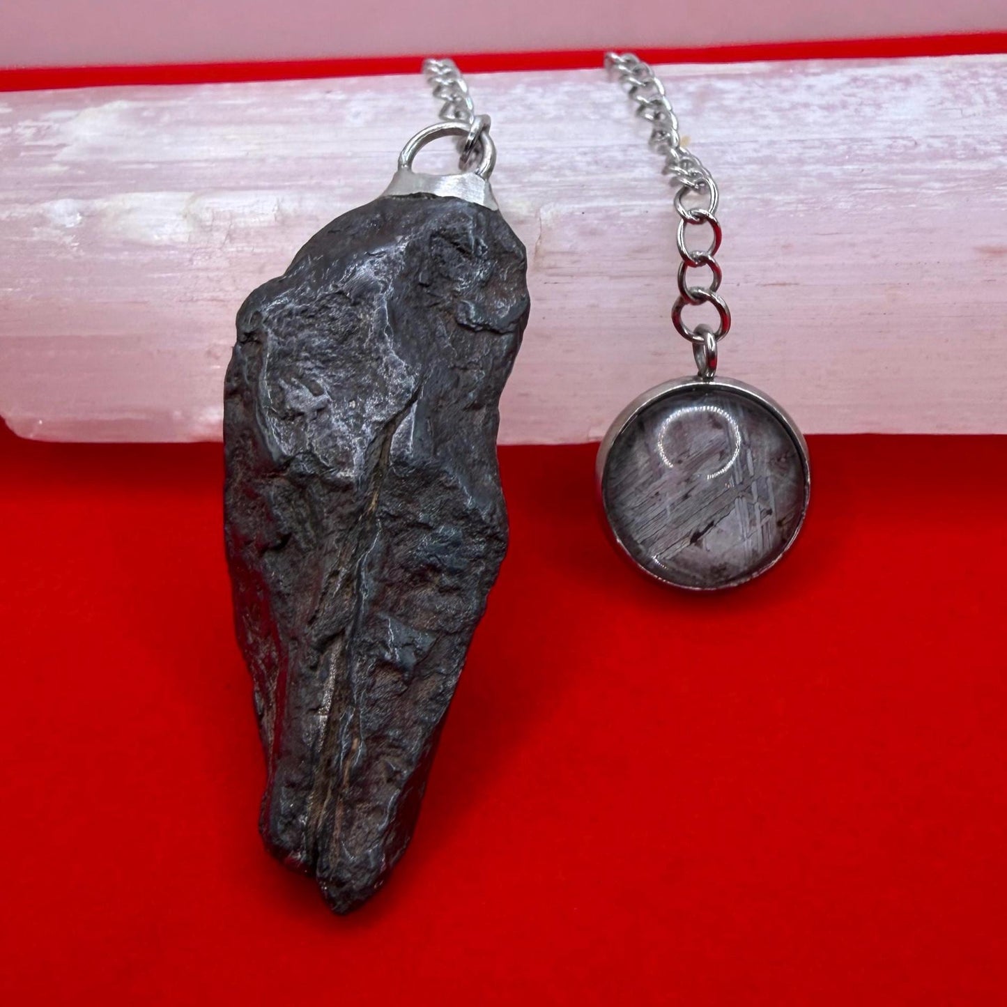 Canyon Diablo Meteorite Pendulum with Etched Meteorite Grip – 30.35g