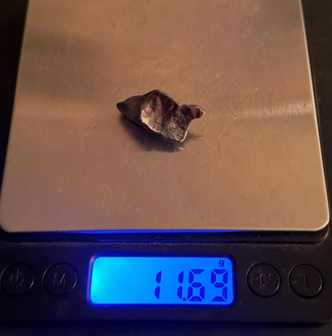 Agoudal Iron Meteorite Specimen: Thumbprint IIAB Hexahedrite, 11.69 grams