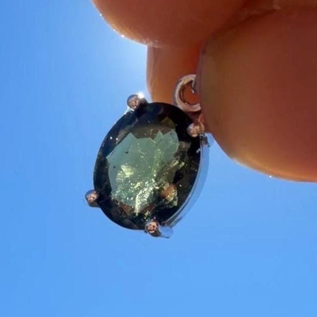 Authentic Moldavite Tektite Pendant: Gem-Cut, Czech Republic, Reiki Energy