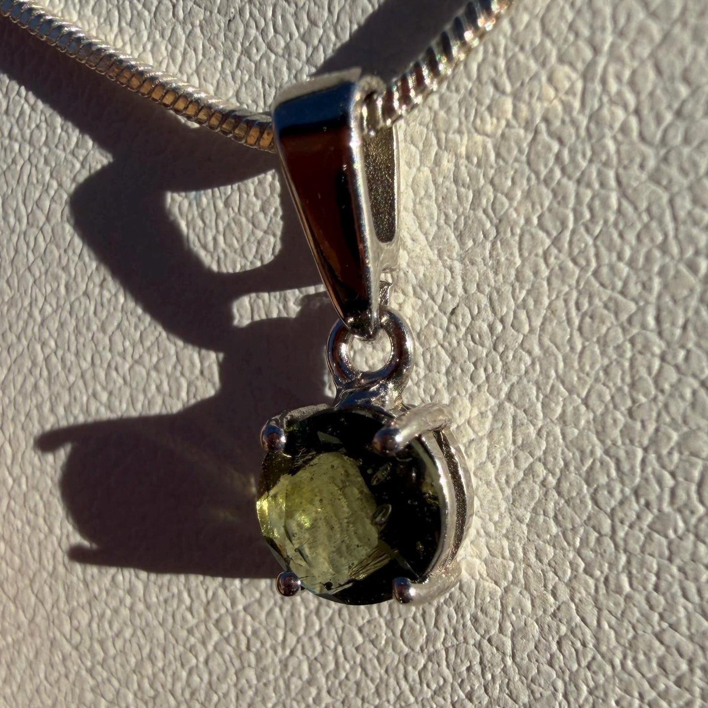 Authentic Moldavite Tektite Pendant: Gem-Cut, Czech Republic, Reiki Energy