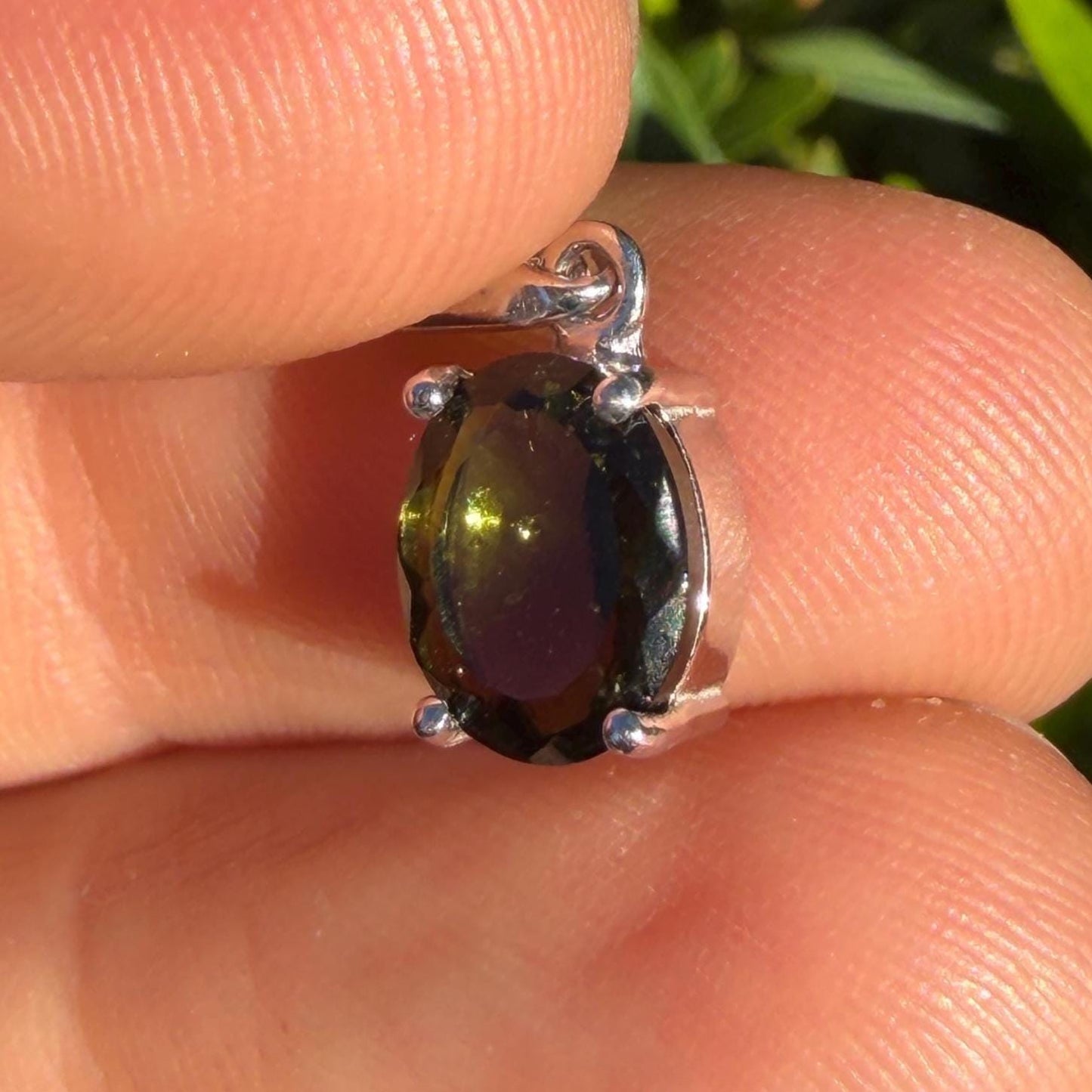 Authentic Moldavite Tektite Pendant: Gem-Cut, Czech Republic, Reiki Energy