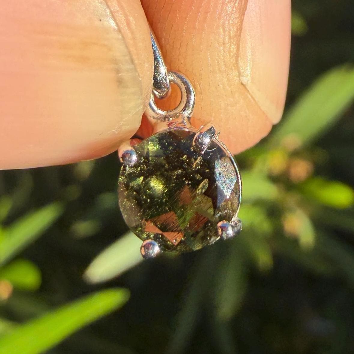 Authentic Moldavite Tektite Pendant: Gem-Cut, Czech Republic, Reiki Energy