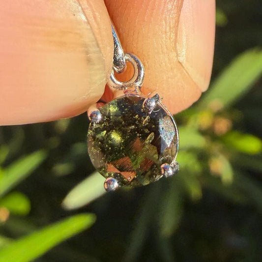 Authentic Moldavite Tektite Pendant: Gem-Cut, Czech Republic, Reiki Energy