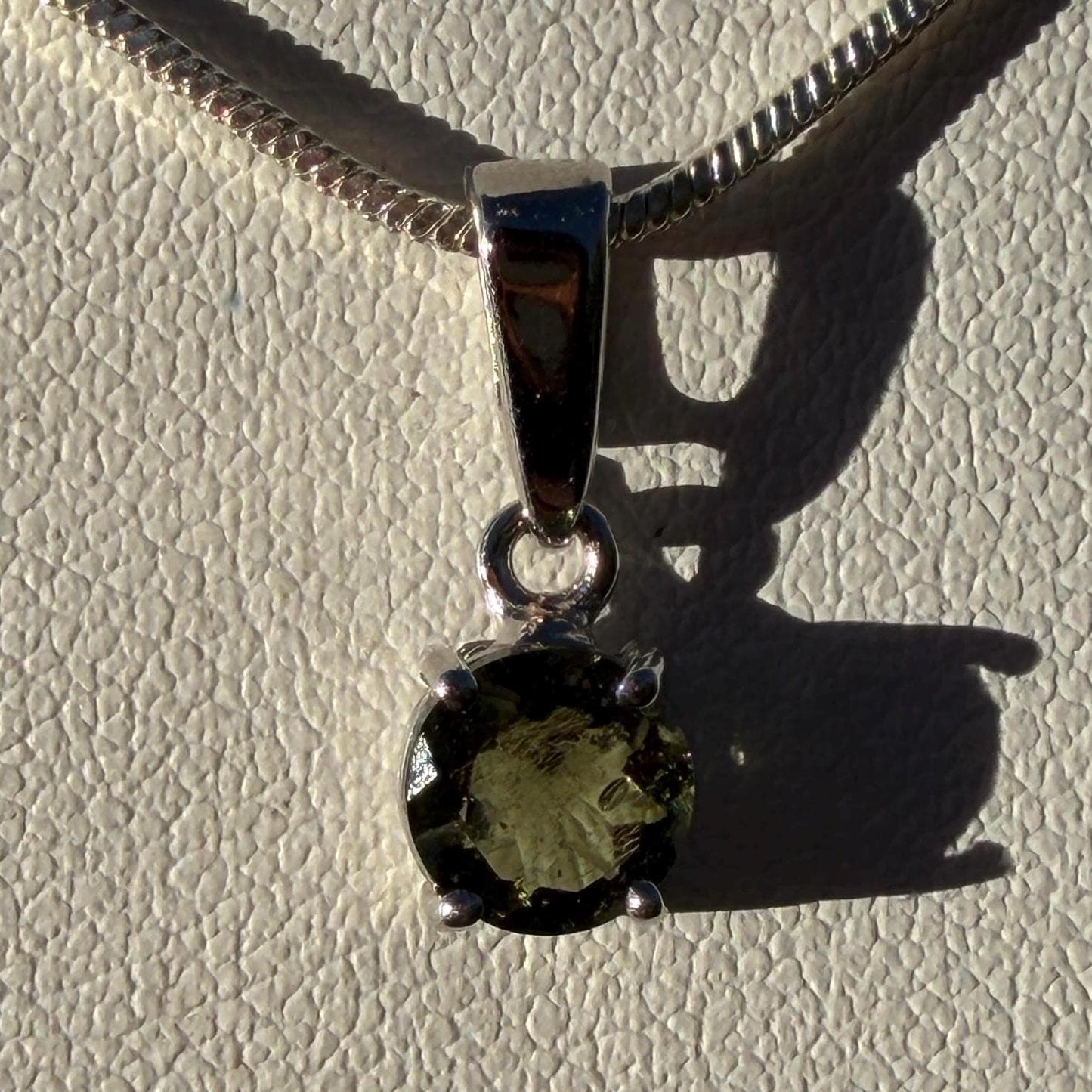 Authentic Moldavite Tektite Pendant: Gem-Cut, Czech Republic, Reiki Energy