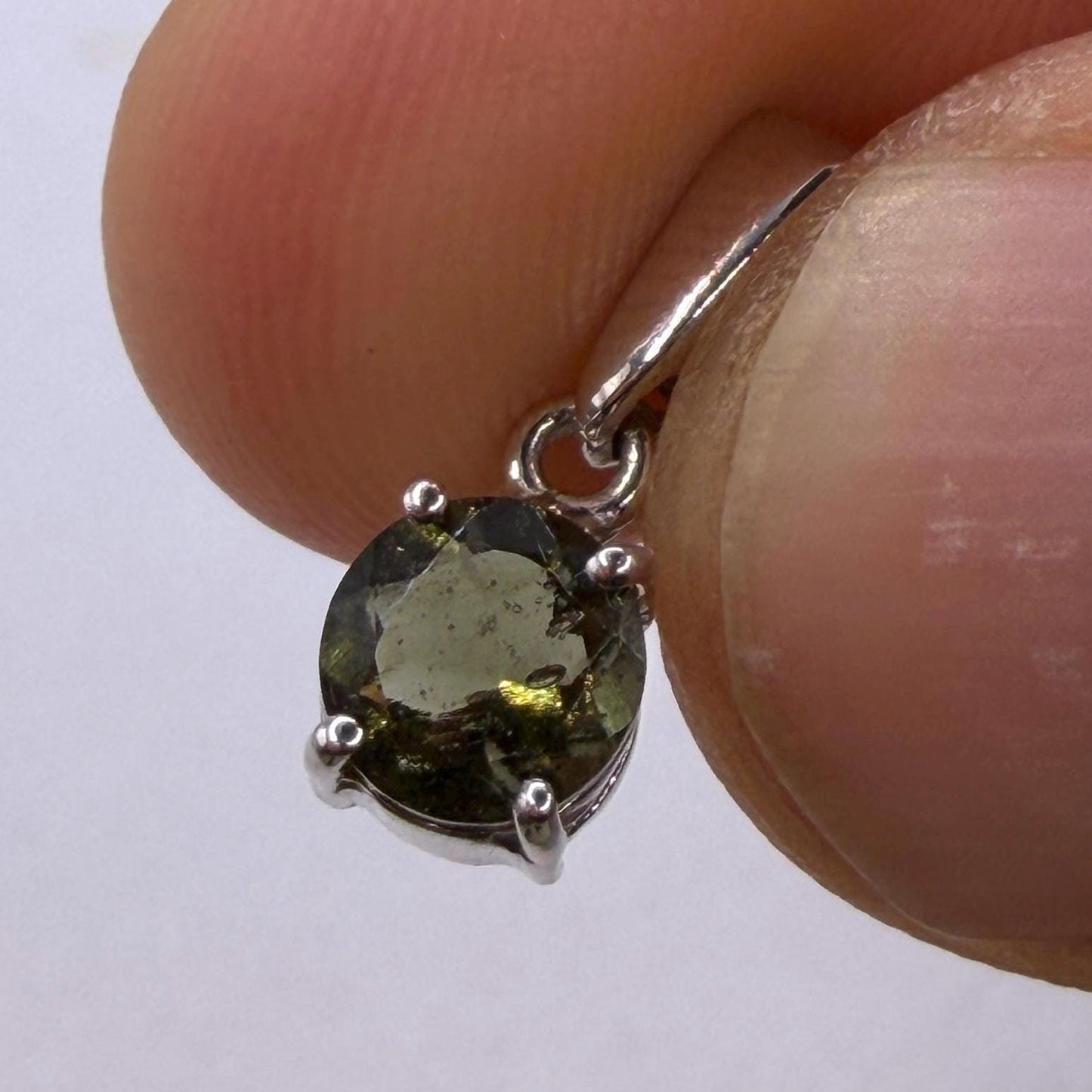 Authentic Moldavite Tektite Pendant: Gem-Cut, Czech Republic, Reiki Energy