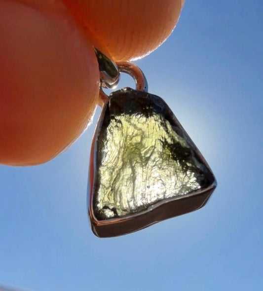 Authentic Moldavite Tektite Pendant: Czech Republic, Reiki Energy, 1.32g
