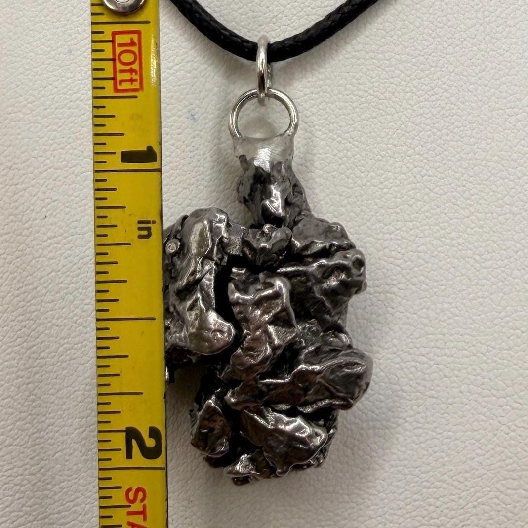 Campo del Cielo Meteorite Pendant: Iron Astronomy Jewelry, Moving Piece, Jigsaw piece, 26.24 grams