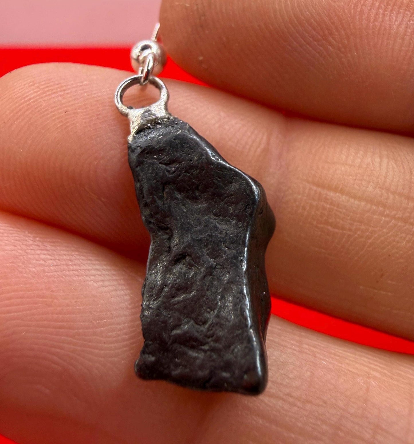 Agoudal Meteorite Dangle Earrings, Genuine Space Rock Jewelry, Sterling Silver Hooks, Handmade Cosmic Gift, 7.01 Grams