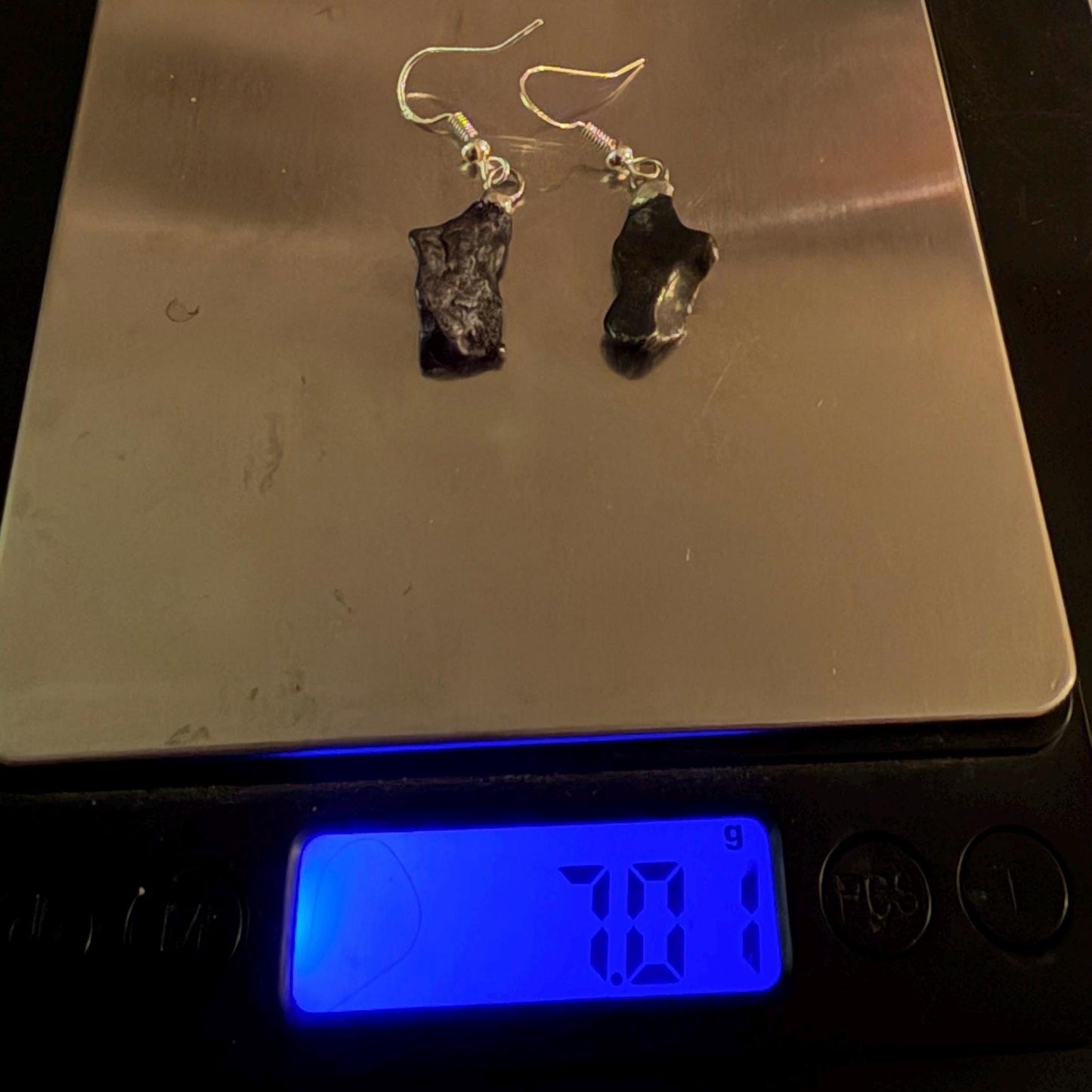 Agoudal Meteorite Dangle Earrings, Genuine Space Rock Jewelry, Sterling Silver Hooks, Handmade Cosmic Gift, 7.01 Grams