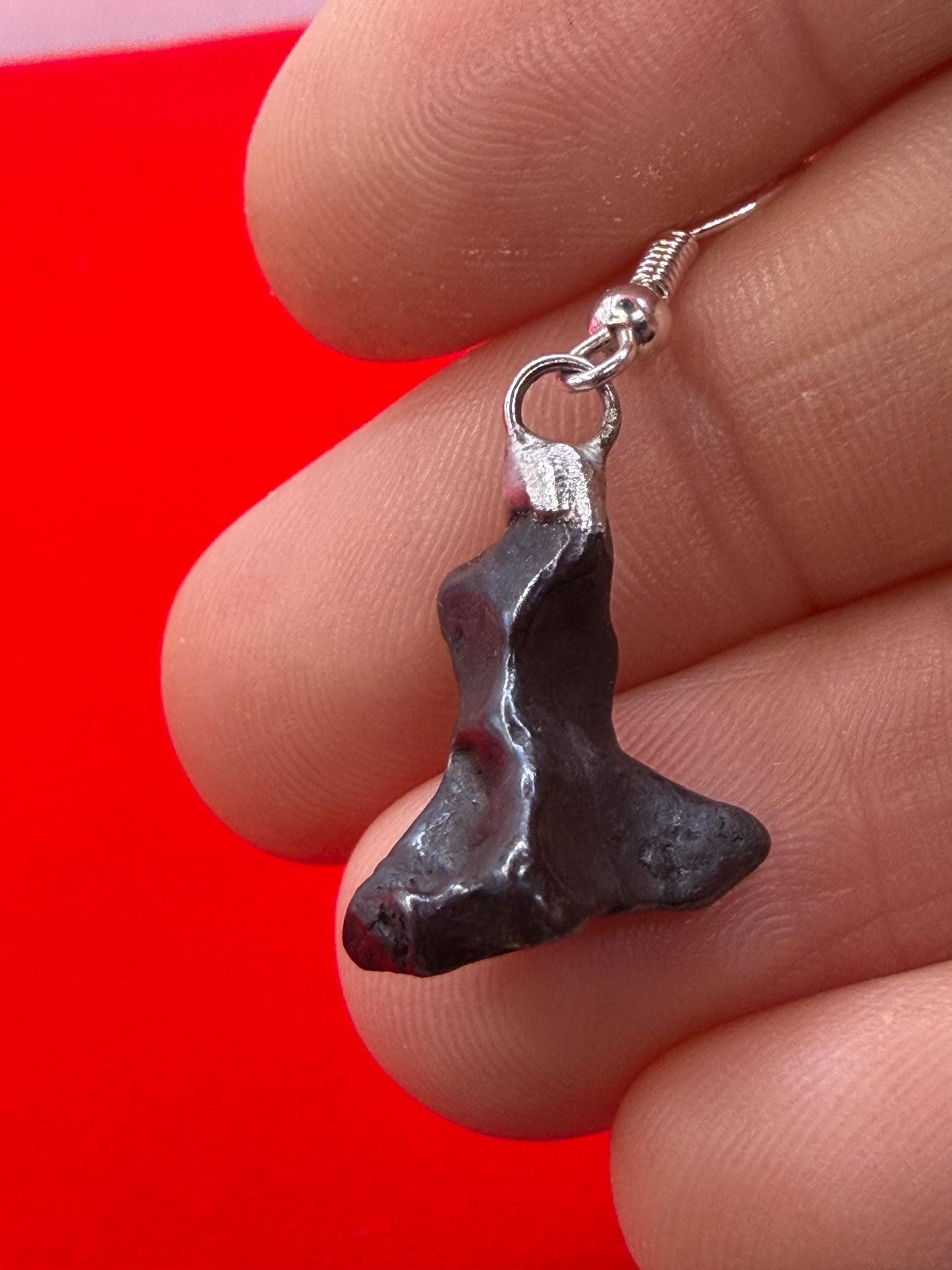 Agoudal Meteorite Dangle Earrings, Genuine Space Rock Jewelry, Sterling Silver Hooks, Handmade Cosmic Gift, 7.07 Grams